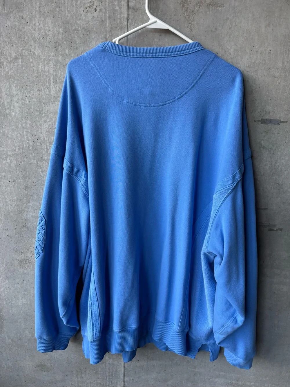 Aerie Blue Pullover Sweatshirt with Lace Elbow Detail - Picture 4 of 6